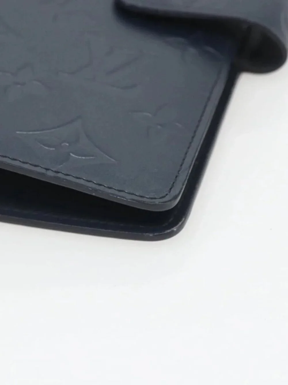LOUIS VUITTON Monogram Mat Agenda MM Day Planner Cover Navy LV Auth 164300